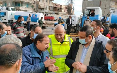 محافظ البحيرة يقوم بجولة ميدانية للوقوف على الجهود المبذولة لرفع تراكمات المياة بمدينة دمنهور،يرافقه السيد المهندس رئيس مجلس الادارة