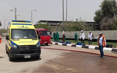 تدريب ومحاكاة للتعامل مع تسرب الكلور بمحطة دمنهور 1 بمشاركة شركة مياه البحيرة والحماية المدنية وهيئة الإسعاف المصريه