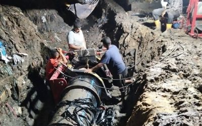 مباشر الآن من موقع الإصلاح – الساعة 3.10 صباحًا   بدء أعمال اللحام لخط الطرد الرئيسي قطر 630مم بمنطقة الوسطانية – كفر الدوار