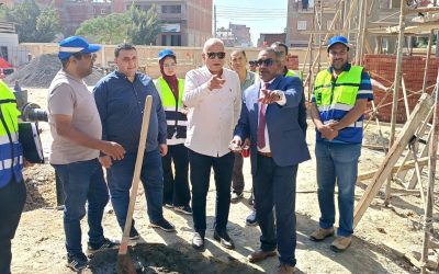 السيد المهندس محمد سعيد نشأت رئيس مجلس الإدارة والعضو المنتدب يتابع الأعمال الإنشائية لمشروع إحلال وتجديد رافع صرف صحي عاشور بأبو المطامير ضمن خطة الدولة لتطوير خدمات الصرف الصحي