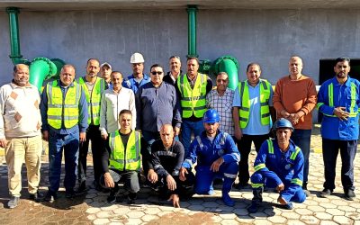 السيد المهندس احمد التراس رئيس مجلس الادارة والعضو المنتدب يتفقد محطة مياه فيشا ويتابع مراحل التنقية واشتراطات السلامةة