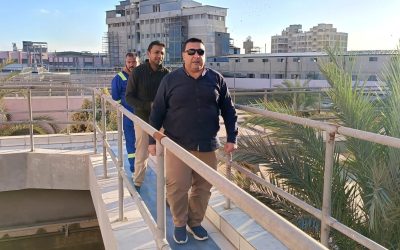 السيد المهندس احمد التراس رئيس مجلس الإدارة والعضو المنتدب يواصل جولاته الميدانية ويتفقد محطة مياه دمنهور التشيكي