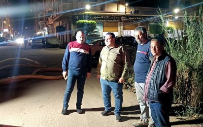 السيد المهندس احمد التراس رئيس مجلس الإدارة والعضو المنتدب يتابع أعمال إصلاح وصيانة خط مياه GRBبعد حدوث كسر مفاجئ بالخط.