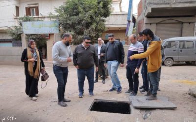 السيد المهندس احمد التراس رئيس مجلس الإدارة والعضو المنتدب يتفقد معدلات تنفيذ الوصلات المنزلية بمبادرة «حياة كريمة» بقرية الخضره بكفر الدوار