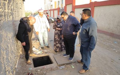 السيد المهندس احمد التراس رئيس مجلس الإدارة والعضو المنتدب يتفقد الوصلات المنزلية بقرية الصخرة بمركز أبو حمص