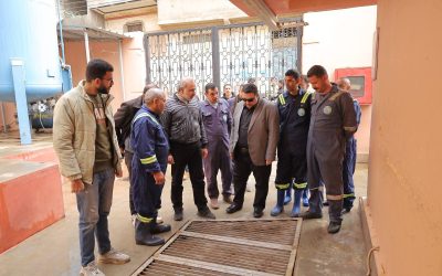 السيد المهندس احمد التراس رئيس مجلس الإدارة والعضو المنتدب يتفقد رافع صرف صحي إفلاقة الرئيسي ويؤكد جاهزية التشغيل